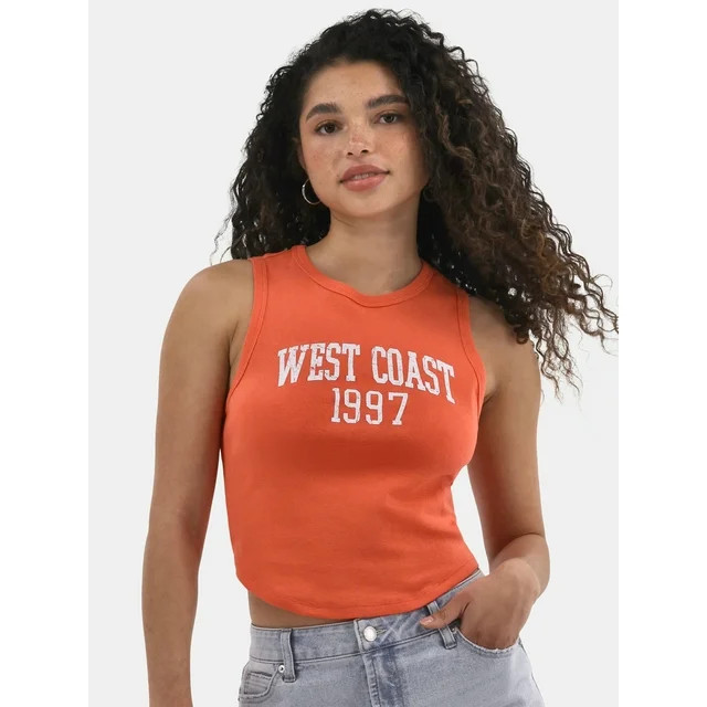 No Boundaries Cropped Graphic Cotton Tank Top, Women's | Walmart (US)