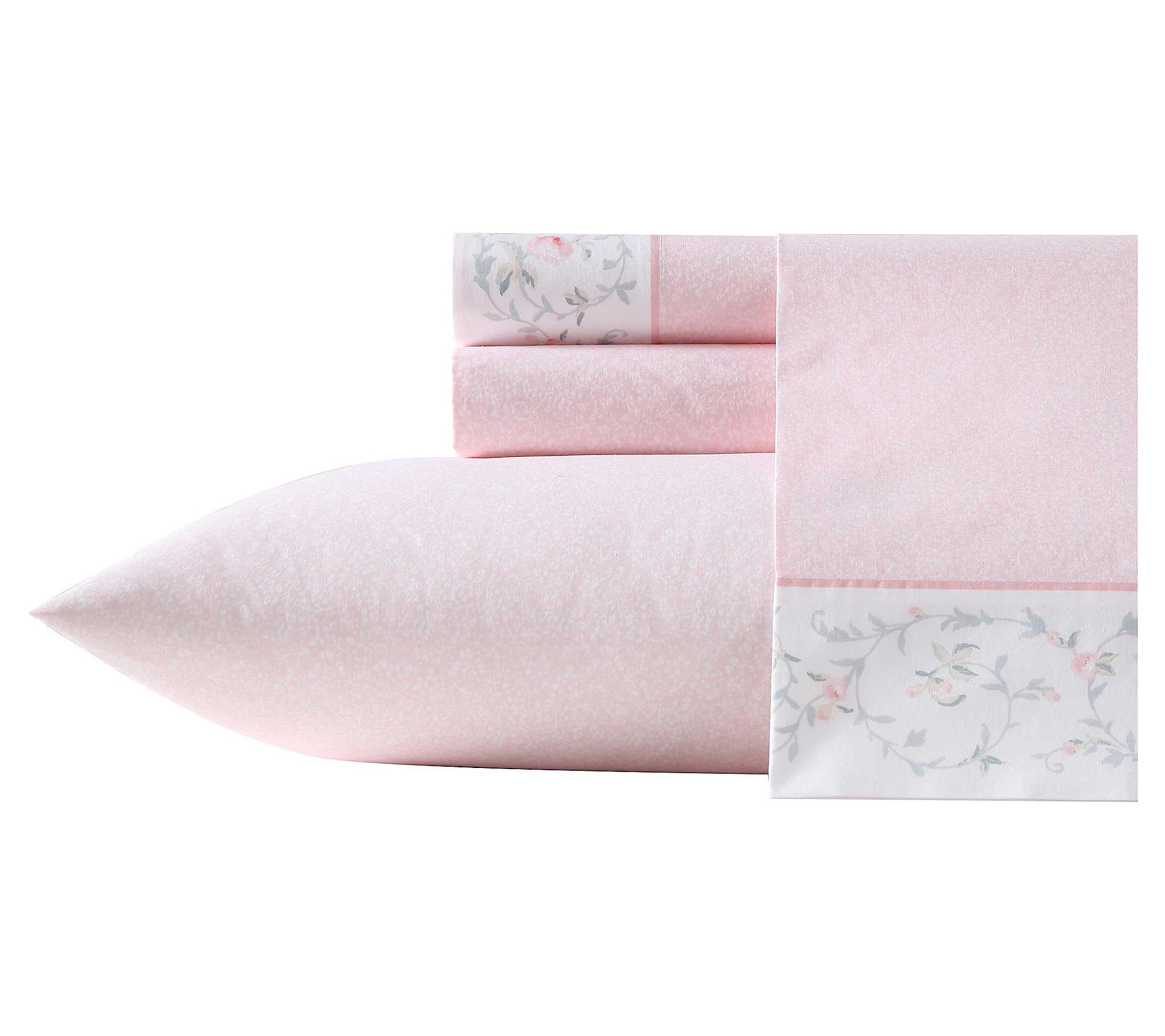 Laura Ashley Victorian Scroll Pink Twin Sheet S et | QVC