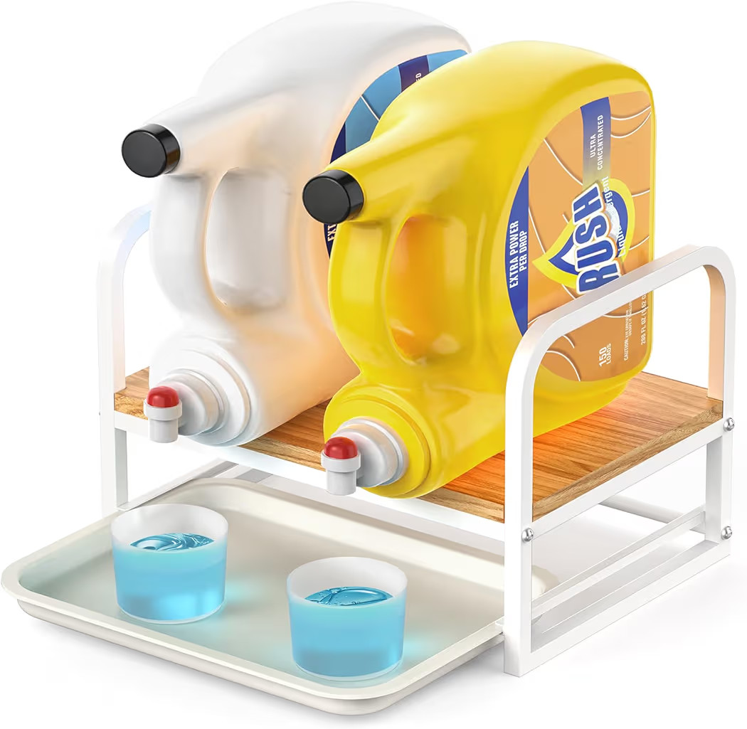 Laundry Detergent Holder and Stand, Laundry Liquid Detergent Organizer and Storage with Drip Tray... | Amazon (US)
