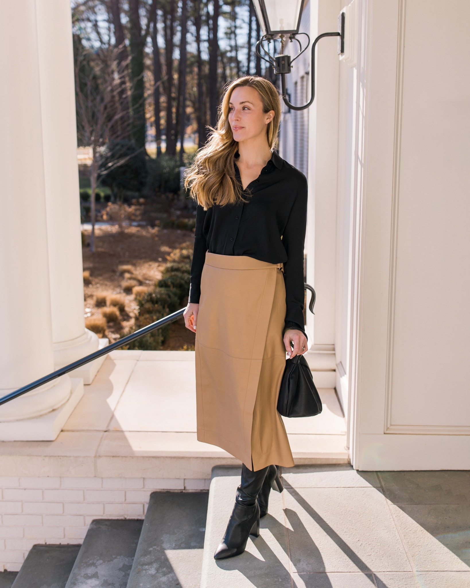 Winter to spring work or date look 🖤 This Vince blouse is my absolute favorite dressy button down, but I also linked similar less expensive to get the look! Skirt and boots old, similar linked.




#LTKSeasonal #LTKstyletip #LTKworkwear