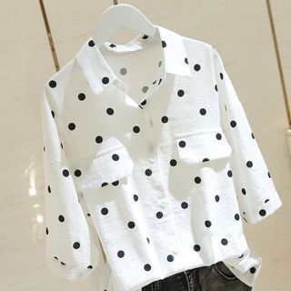 3/4-Sleeve Polka Dot Shirt | YesStyle Global