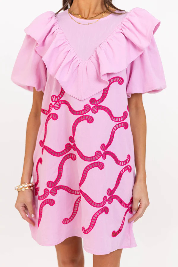 Look Who's Here Pink Embroidered Dress | The Mint Julep Boutique