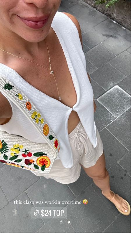 Amazon knit top (size medium, runs small) and linen shorts (size small, fits tts)
Staud beaded fruit bag 
Linked super similar sandals to my custom ones from Italy!
Europe / Italy outfit idea 

#LTKunder50 #LTKxPrimeDay #LTKitbag