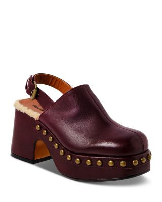 Free People Women's Autumn Square Toe Studded & Faux Fur Trim High Heel Platform Clogs  | Bloomin... | Bloomingdale's (US)