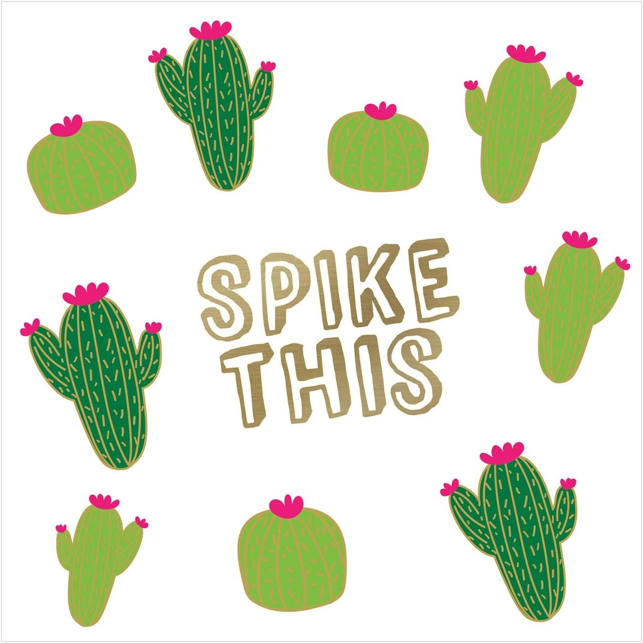 X&O Paper Goods X&O Paper Goods White and Green Cactus"Spike This" Beverage Cocktail Napkins, 20p... | Amazon (US)