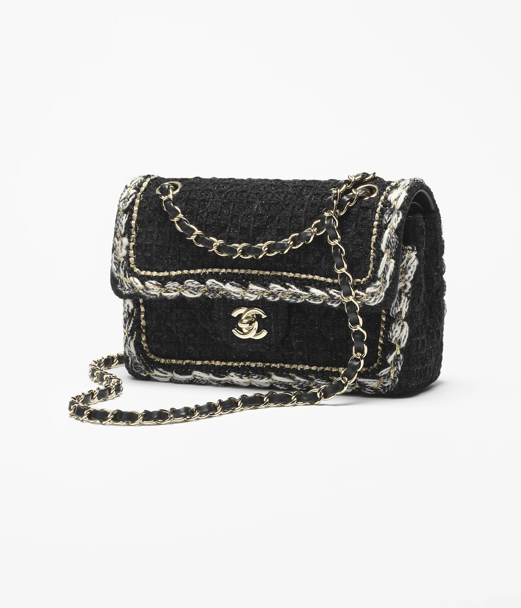 Small classic handbag, Cotton tweed & gold-tone metal, black — Fashion | CHANEL | Chanel, Inc. (US)