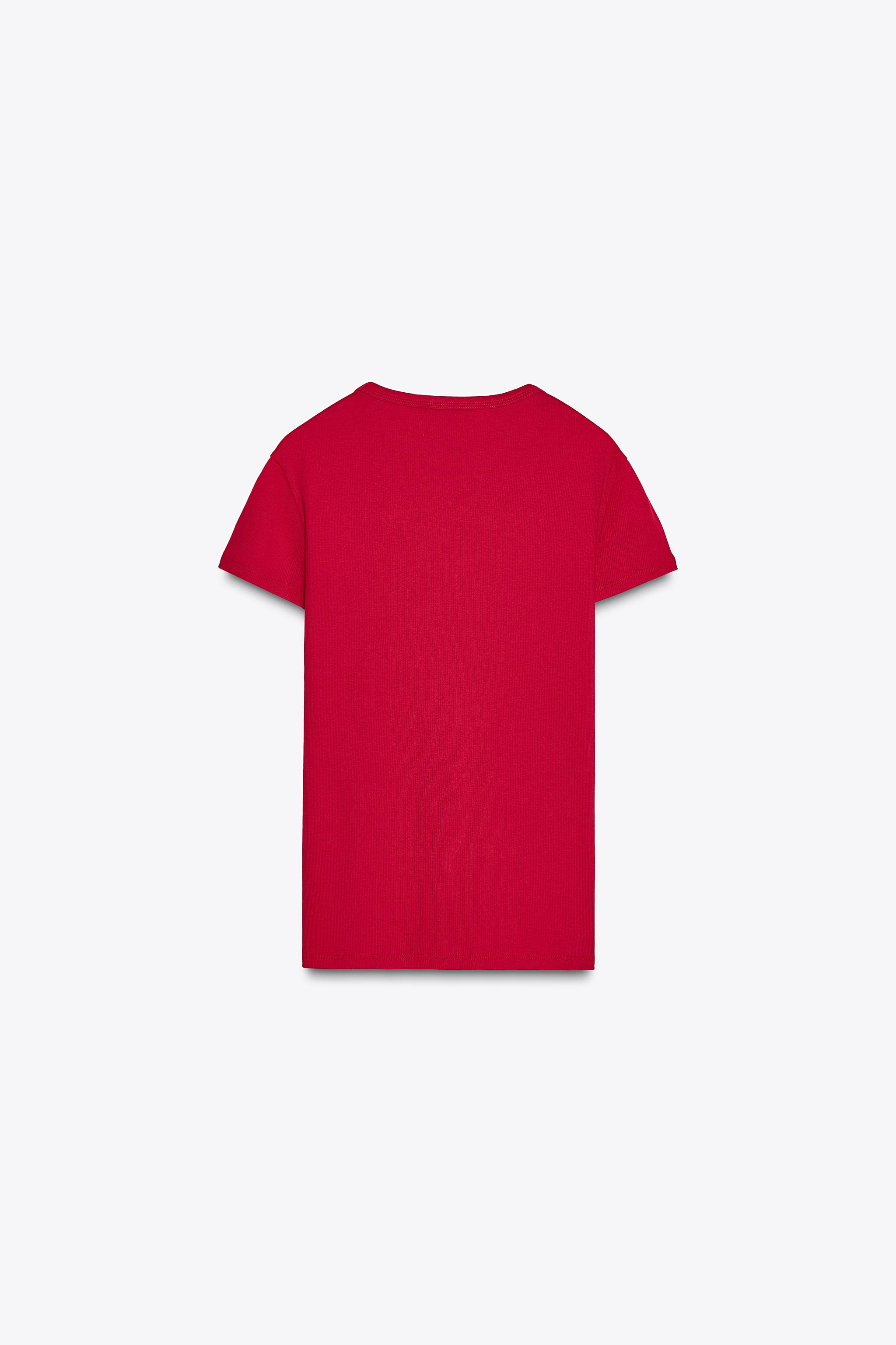 SLIM FIT - ROUND NECK - REGULAR LENGTH - SHORT SLEEVET-shirt made of a cotton blend. Round neck a... | Zara US