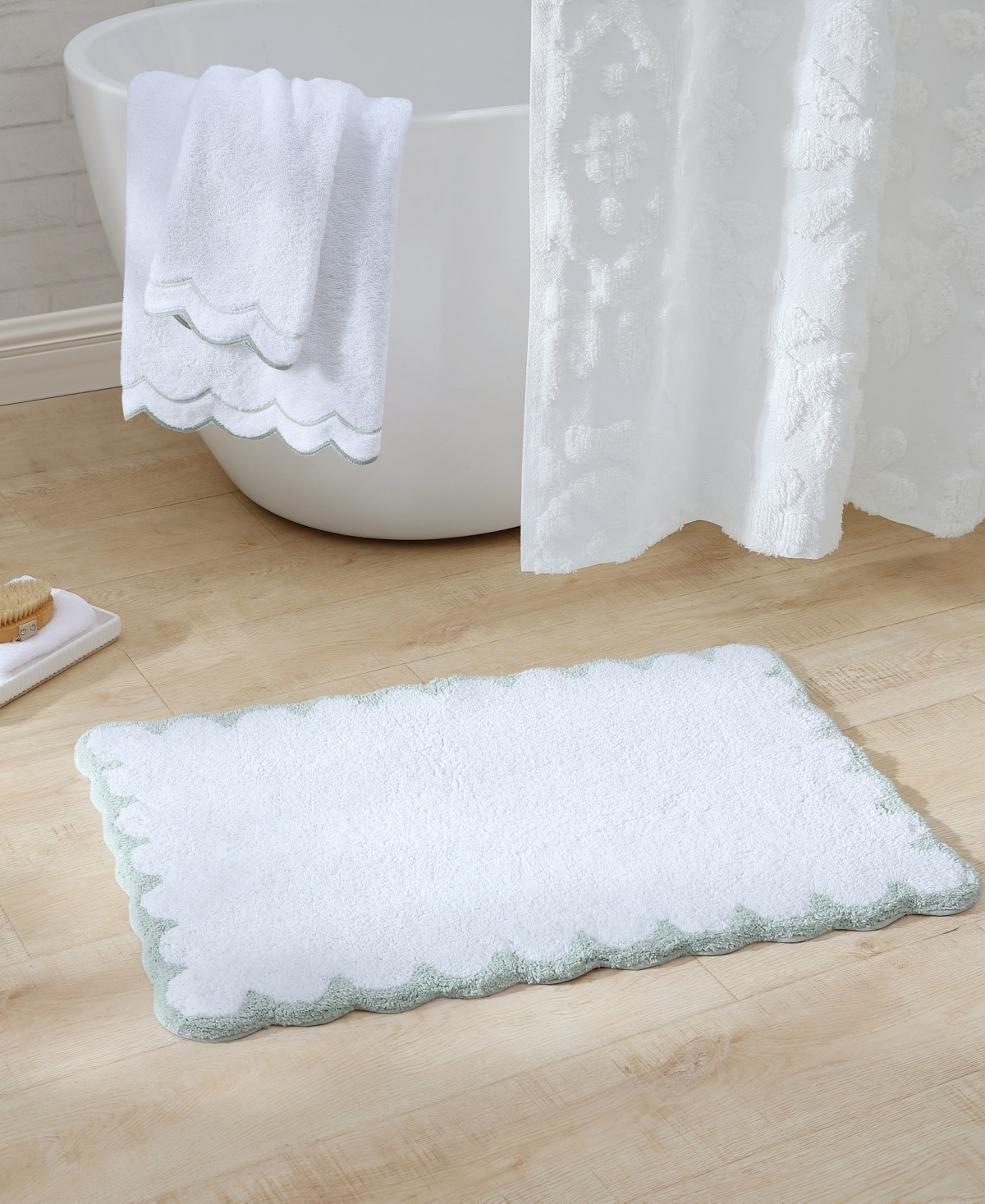 Peri Home Scallop Cotton Bath Rug, 30" x 20" - Sage | Macy's