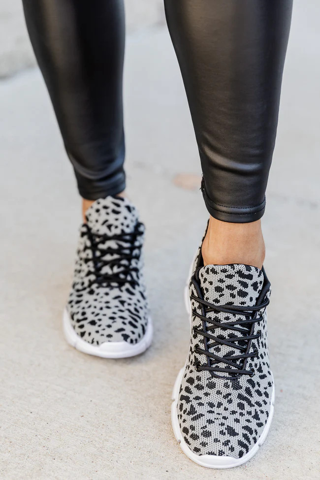 Mikala Black And Grey Leopard Print Sneakers FINAL SALE | Pink Lily