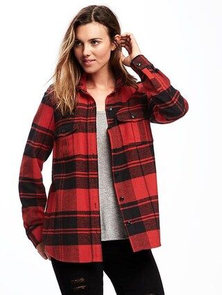 Old Navy Classic Flannel Shirt Jacket For Women Size M - Red buffalo plaid | Old Navy US