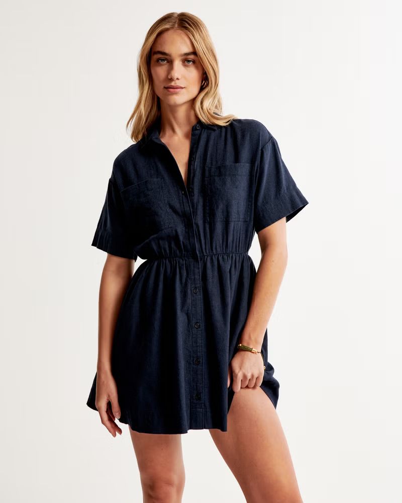 Linen-Blend Shirt Dress | Abercrombie & Fitch (UK)
