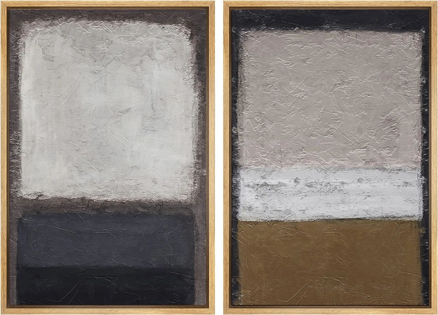 SIGNWIN Framed Canvas Print Wall Art Set Gray Brown Pastel Geometric Color Blocks Abstract Shapes... | Amazon (US)