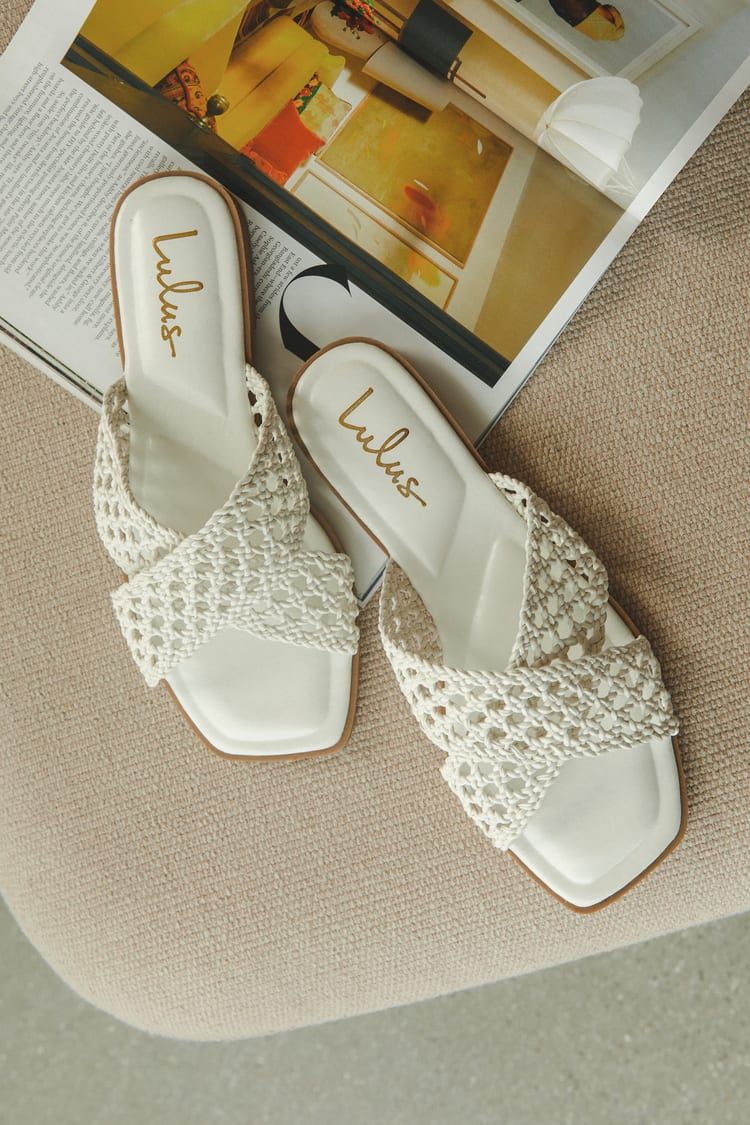 Indicate White Woven Slide Sandals | Lulus (US)