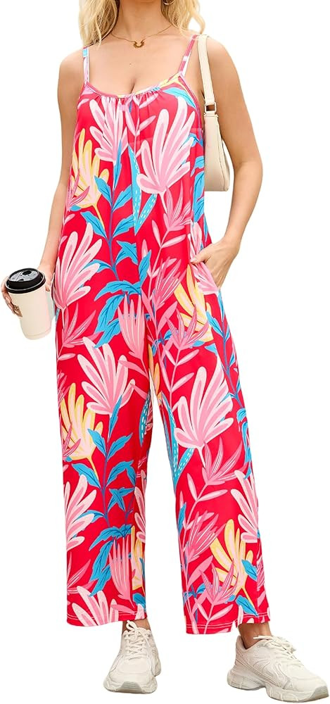 MAKABO Summer Floral Jumpsuits for Women, 2025 Casual Boho Rompers with Pockets, Beach Vacation F... | Amazon (US)