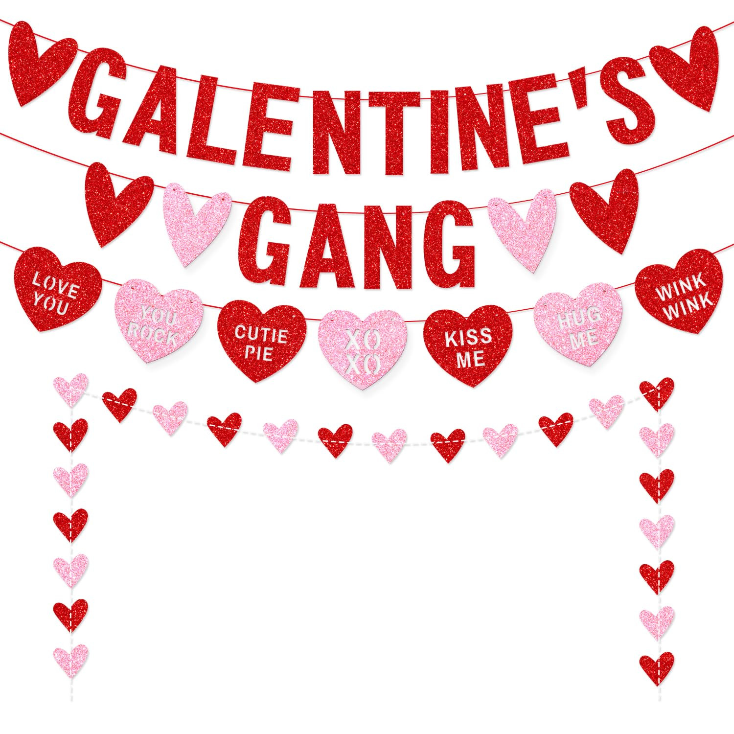 Galentines Gang Banner with Love Hearts,Happy Galentine’s Day Banner Garland Banner,Galentines ... | Amazon (US)