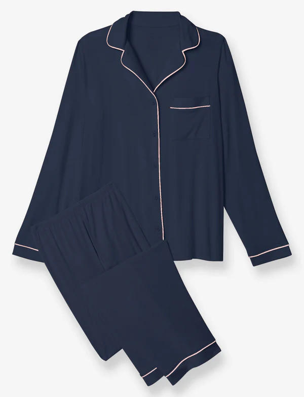 Women's Long Sleeve Top & Pant Pajama Set, Dress Blues | Tommy John
