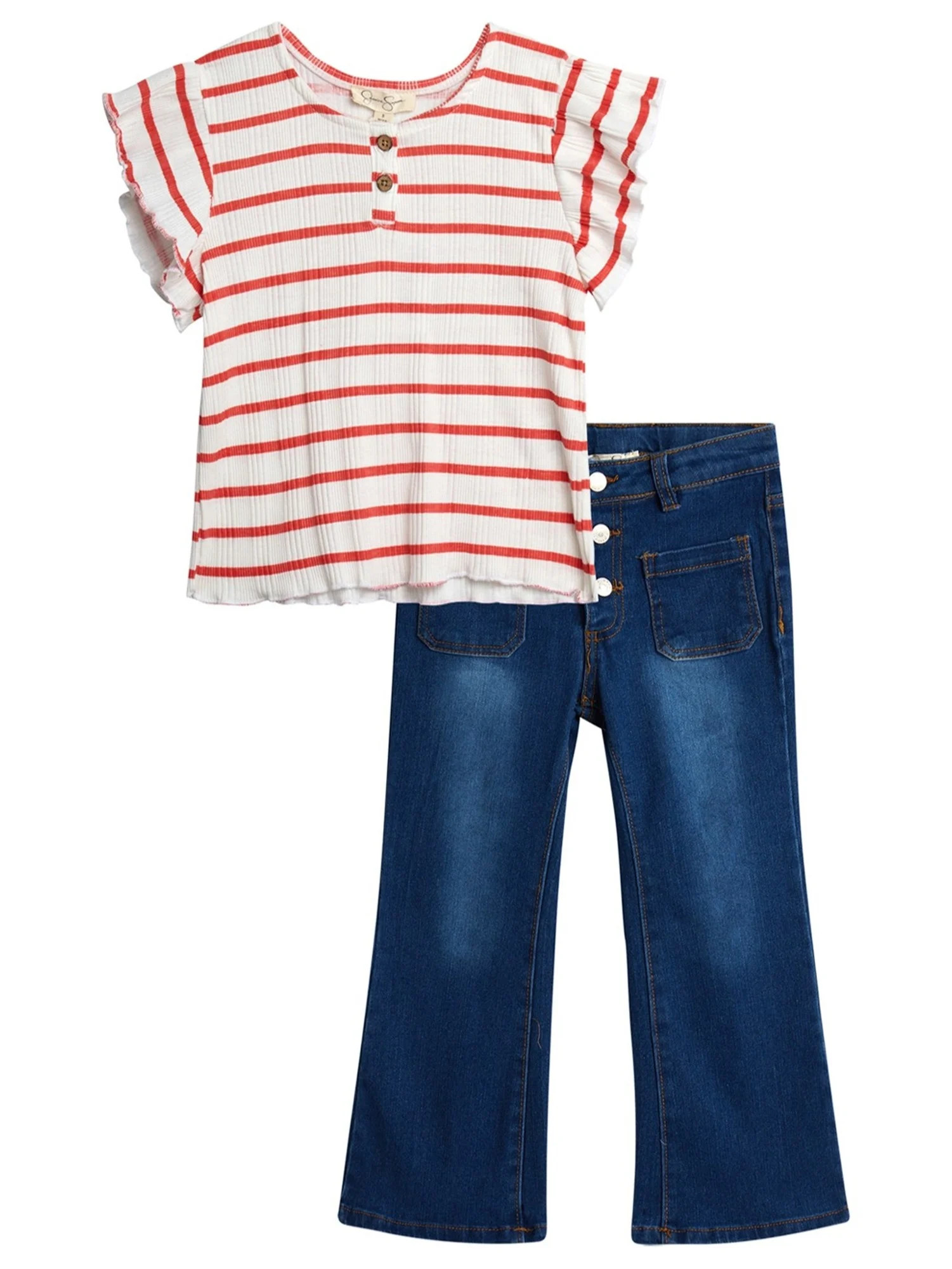 Jessica Simpson Girls' Flutter Tee and Jeans Set, 2-Piece, Sizes 4-12 | Walmart (US)