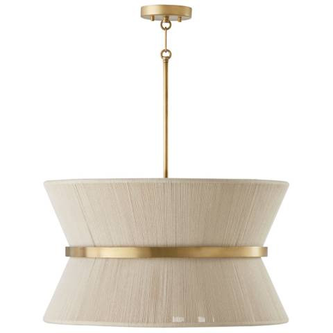 Capital Lighting Cecilia 24.5" 8-Light Brass and Rope Modern Pendant | Lamps Plus