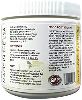 Sufficient-C high-dosed 4000 mg. Non-GMO Vitamin C - Lemon Peach Immune-Ade Drink Mix 250 Gram si... | Amazon (US)
