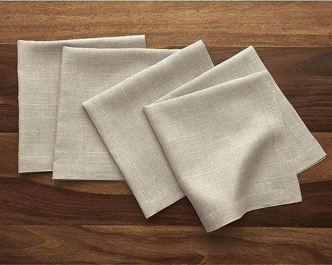 Solino Home Linen Cloth Napkins 20 x 20 Inch – Set of 4, 100% Pure Linen Natural and White Dinn... | Amazon (US)