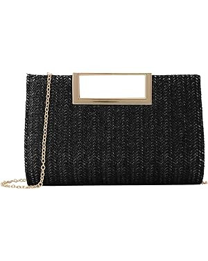 Top Handle Straw Clutch for Women Summer Clutch Straw Evening Bag Raffia Crossbody Purses Woven B... | Amazon (US)