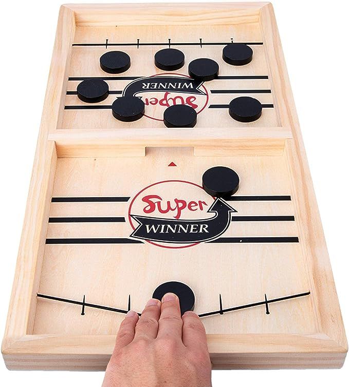 HELLO PAPAYA Fast Sling Puck Game,Wooden Hockey Game,Desktop Battle Sling Hockey Table Games,Pare... | Amazon (US)