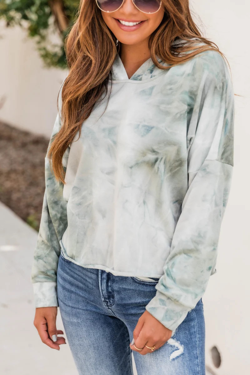 Relaxed Weekend Tie Dye Sage Hoodie FINAL SALE | The Pink Lily Boutique