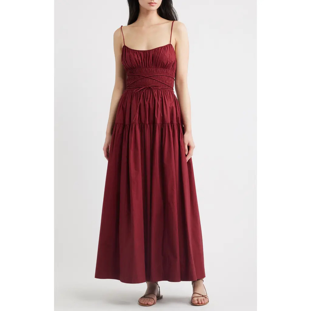 DÔEN Safia Organic Cotton Maxi Dress in Deep Ruby at Nordstrom, Size Medium | Nordstrom