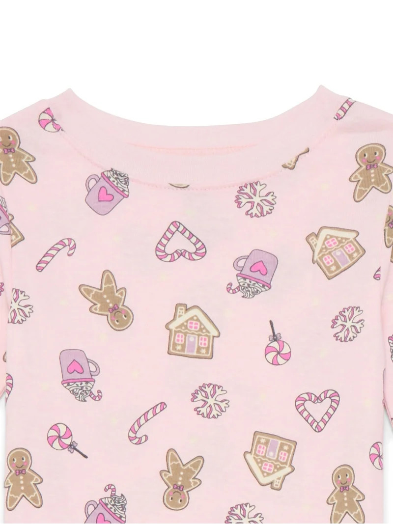 Wonder Nation Girls Cotton Long Sleeve Top and Pants Tight Fit Sleep Set, 2-Piece, Sizes 4-10 | Walmart (US)