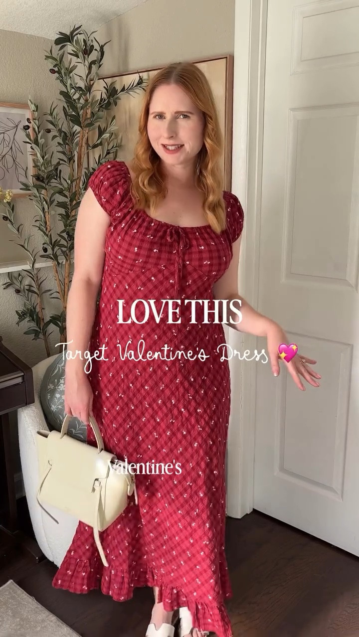 Cutest sundress find that I think will be what I wear for VDAY plans! 💖👏🏻🌸

Size M, love the ruching and the cap sleeves! Such a flattering new #targetdress from universal thread. 

valentines day sundress, casual valentines day outfit, red floral sundress, target sundress, target valentines dress, womens sundress target, puff sleeve sundress, ankle length sundress, universal thread dress, casual vday look, valentines day outfit ideas, everyday sundress, red sundress women, affordable valentines dress, spring sundress target • target spring 2026 fashion • target fashion finds 2026 • target style • target spring dress try on • target outfit ideas • target spring fashion hauls 2026 • target spring fashion trends • #targettryon #targetfashion #casualvalentinesdayoutfit