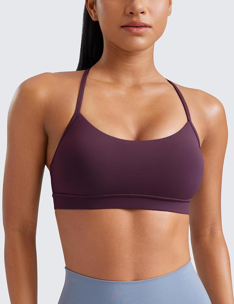 CRZ YOGA Butterluxe Womens Y Back Sports Bra - Padded Racerback Low Impact Spaghetti Thin Strap W... | Amazon (US)