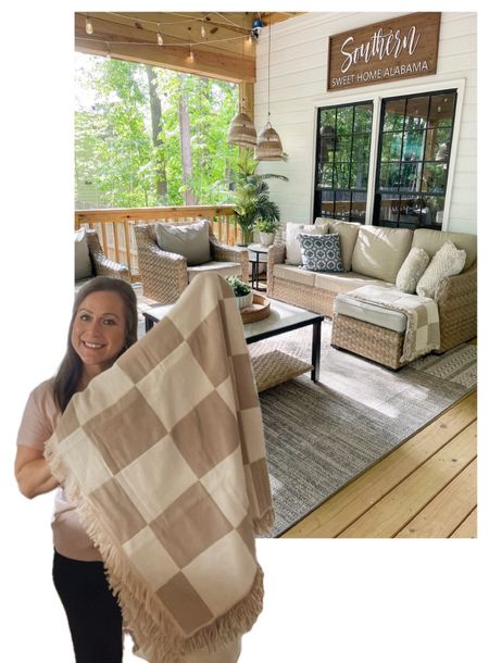 My checkered throw blanket. It’s the perfect weight for spring and summer. Has fringe detail on the edges. 

#LTKStyleTip #LTKFindsUnder50 #LTKHome
