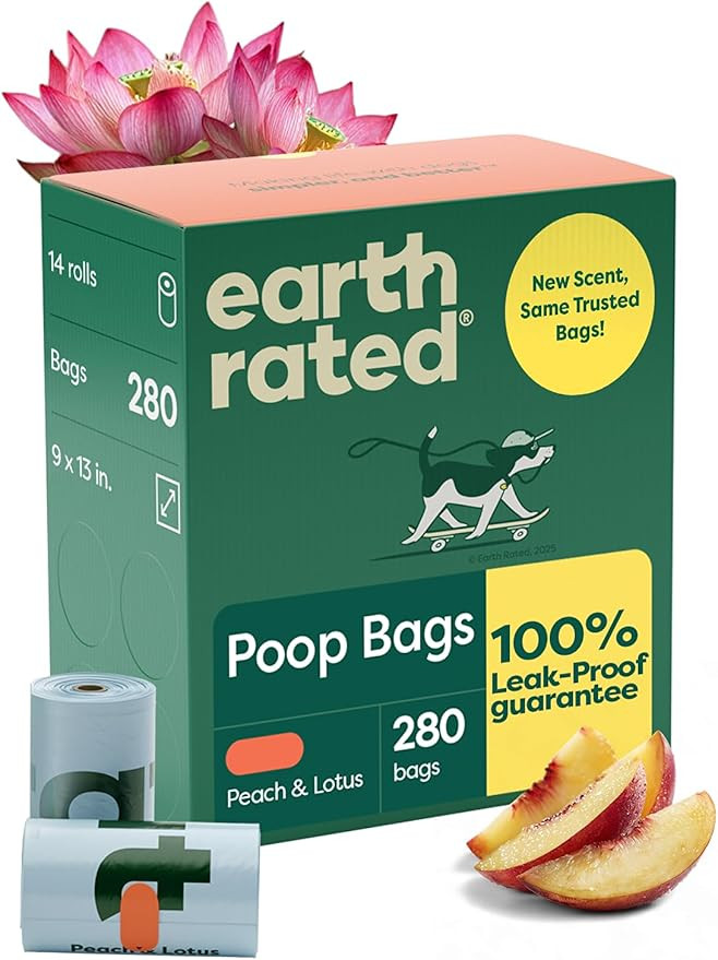Earth Rated Poop Bags for Dogs, Guaranteed Leak Proof and Extra Thick Waste Bag Refill Rolls, Pea... | Amazon (US)