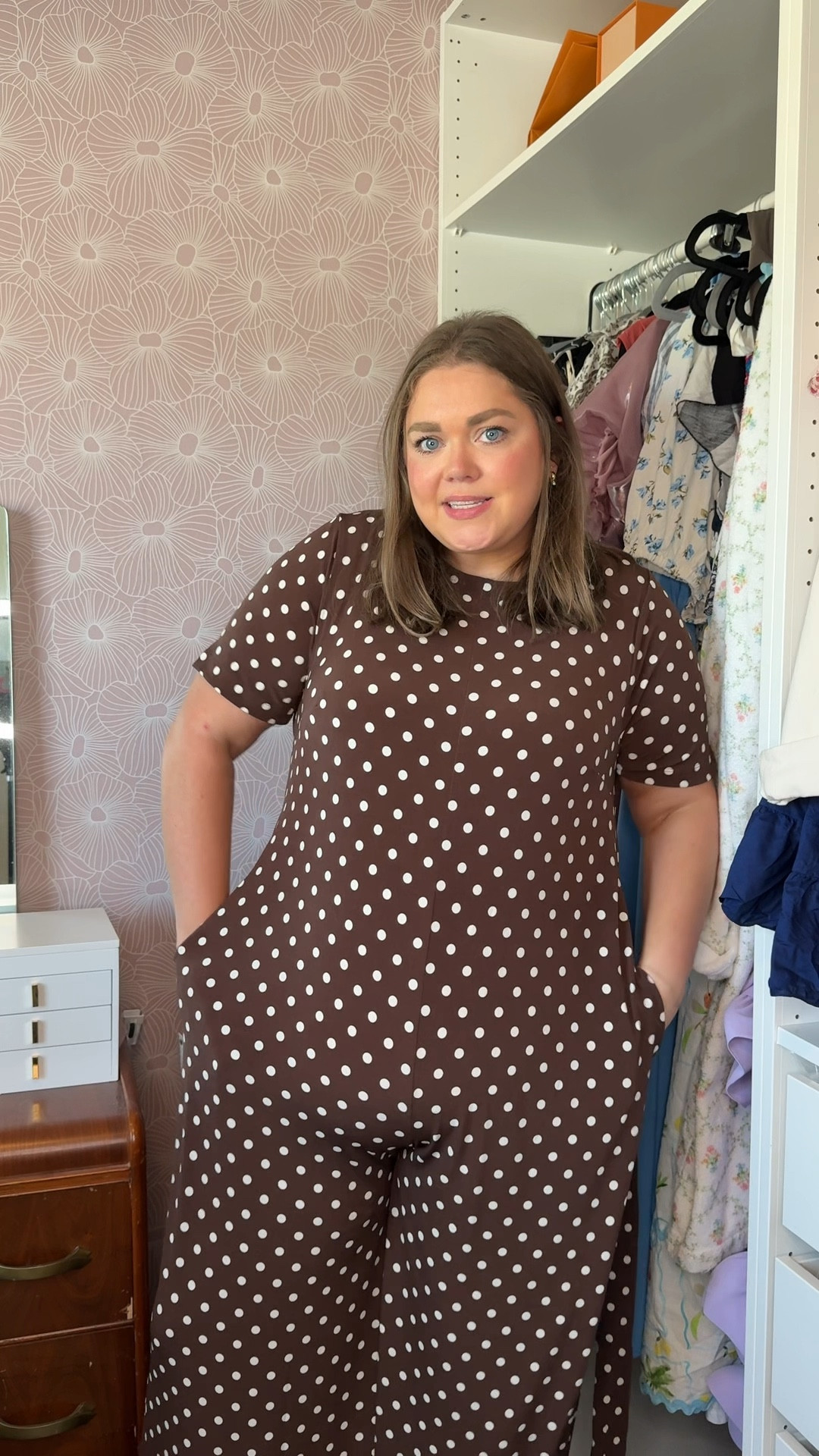 Polka dot jumpsuit for fall! Wearing 18/20 regular 

#LTKFindsUnder100 #LTKPlusSize #LTKWorkwear