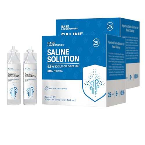 BASE LABORATORIES 0.9% Saline Solution Vials - Versatile 0.9% Sodium Chloride Saline Ampoules - Preservative Free Saline Solution Single use vials - UPS Grade 50 Vials x 5ml Count | Amazon (US)