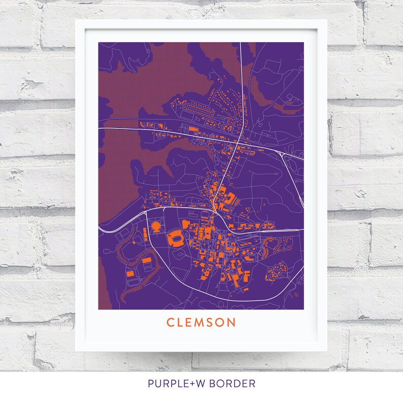 CLEMSON SOUTH CAROLINA Map Print / College Town Map Gifts - Etsy | Etsy (US)