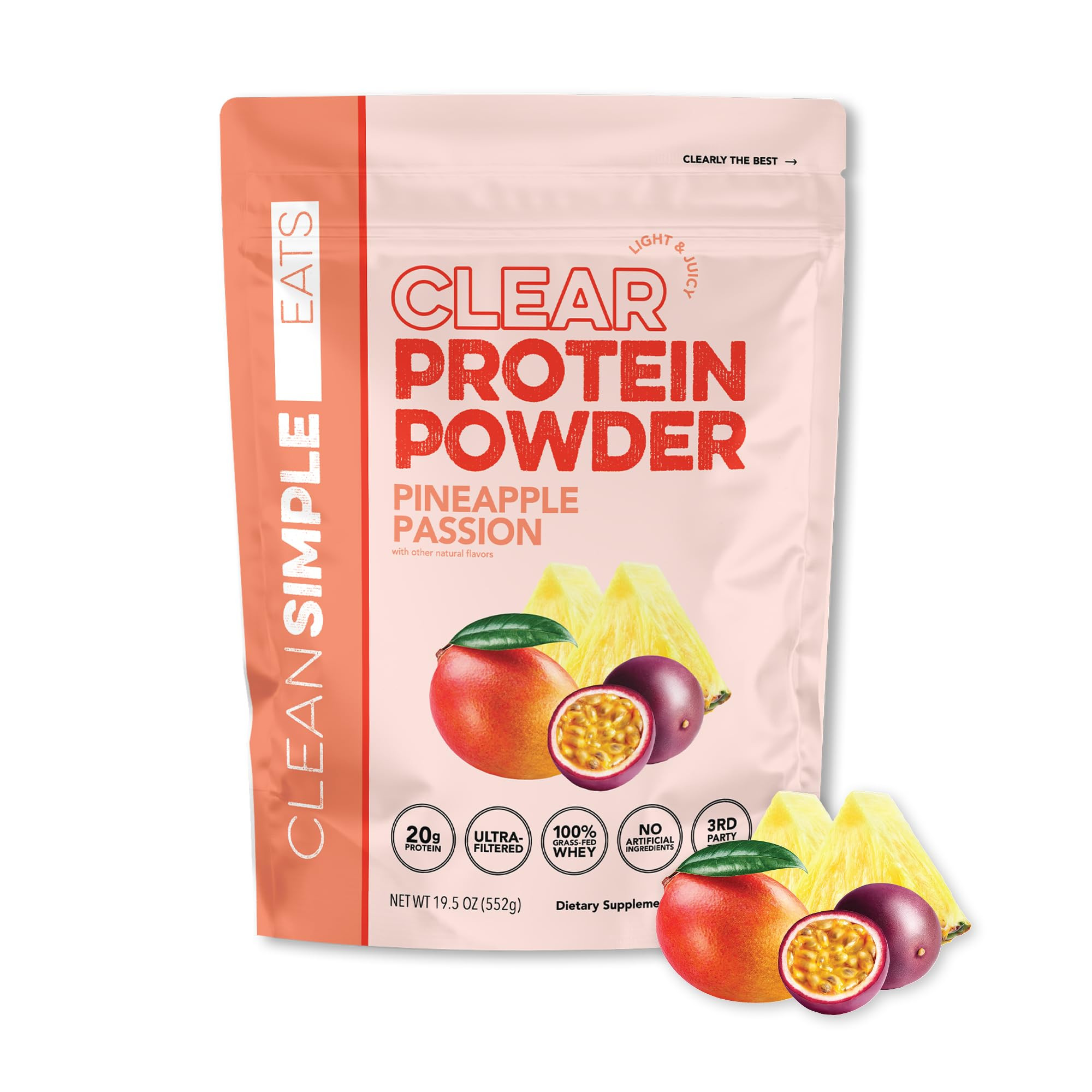 Clean Simple Eats Clear Protein Drinks, 20G Grass Fed Whey Protein Isolate, Ultra Filtered, Light... | Amazon (US)
