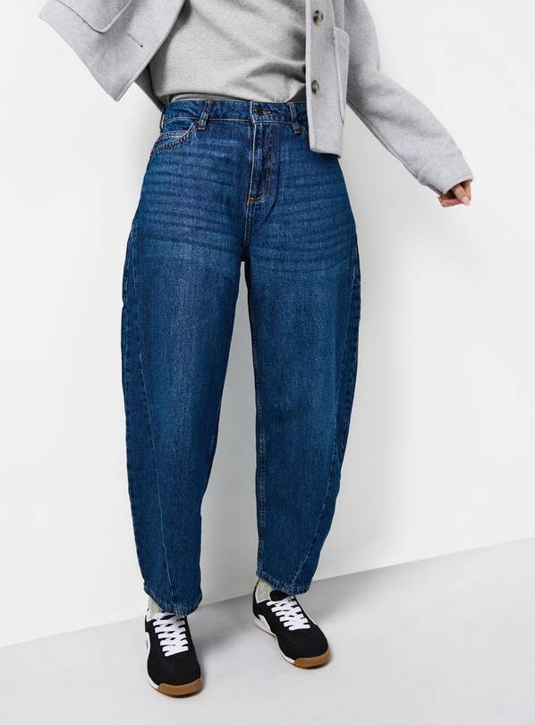 Dark Rinse Denim Relaxed Barrel Leg Jeans 14R | Tu Clothing