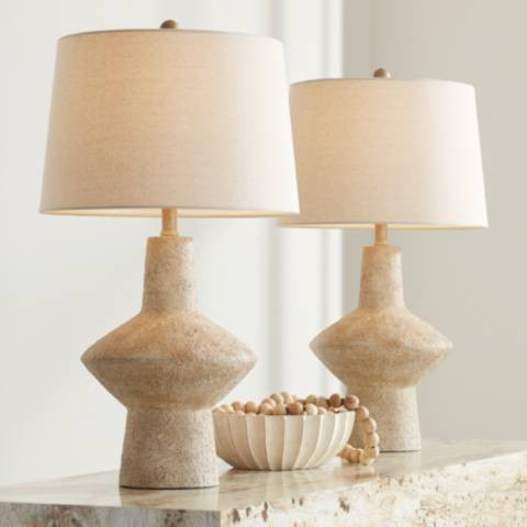 360 Lighting Cozumel 26 3/4" Rustic Beige Modern Table Lamps Set of 2 - #519A5 | Lamps Plus | Lamps Plus