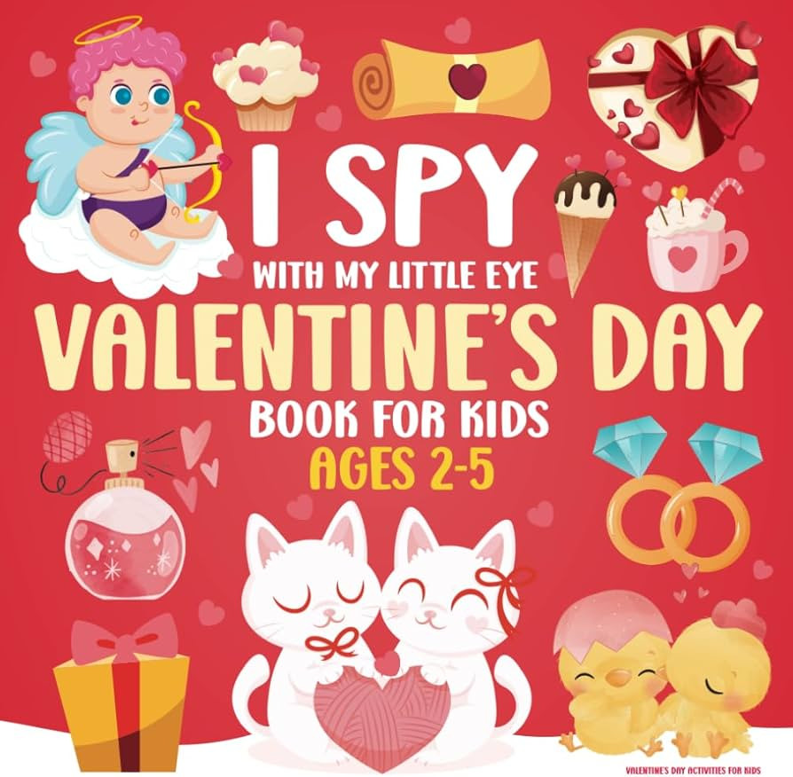 Valentine's Day Activities for Kids: I Spy Valentine's Day Book For Kids: A Fun Coloring and Gues... | Amazon (US)