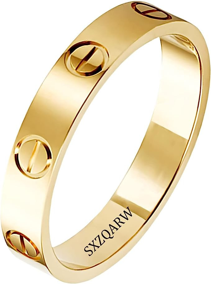 Love Rings with Screw Design for Women Band Rings Gold 18k Titanium Steel Wedding Ring Jewelry An... | Amazon (US)