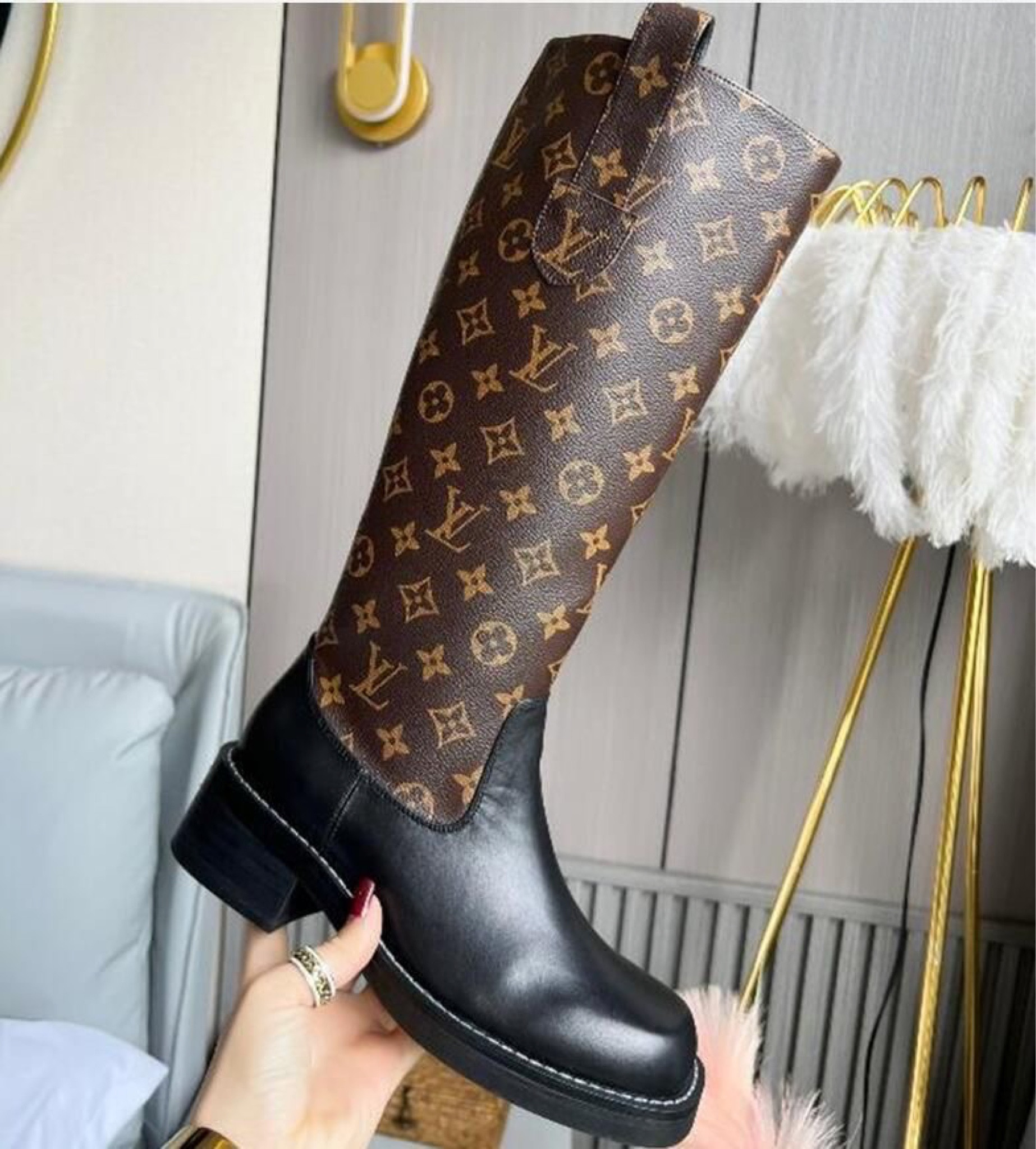 Drops Flat High Boot £310.00 #Shoes #Designer #Expensive #Luxury #Fashion # LouisVuitton