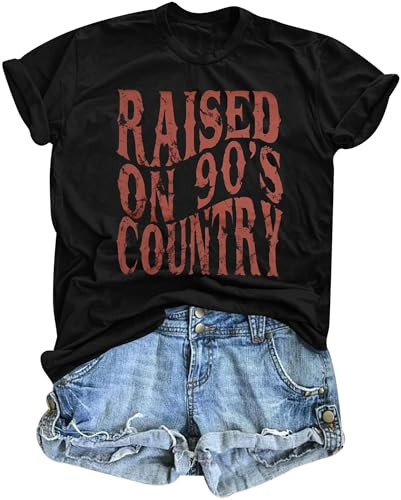 QLIPIN Raised on 90s Country Shirt Womens: Country Concert Outfits 90s Music Tshirt Vintage Graph... | Amazon (US)