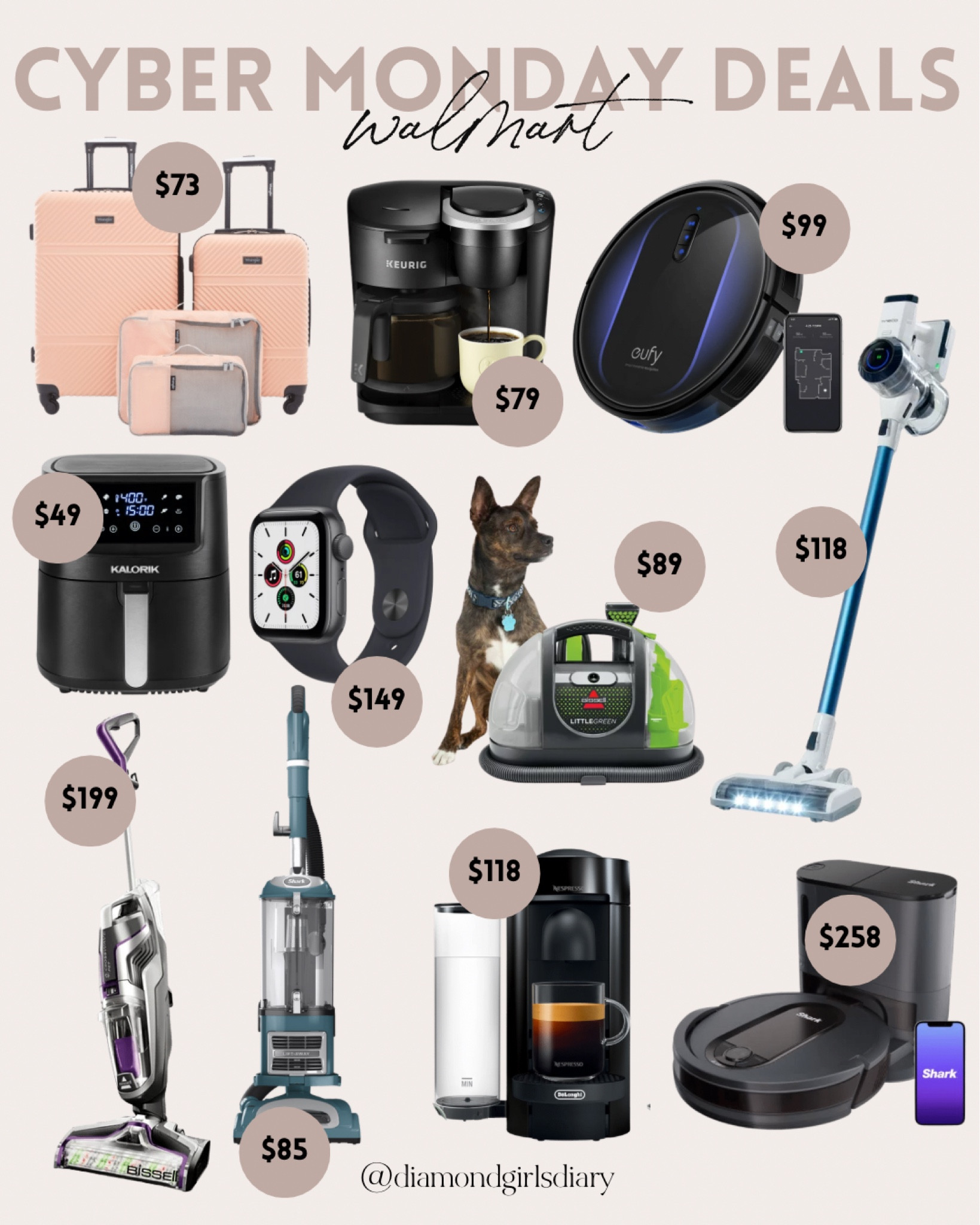 Cyber Monday Deals | Walmart Cyber Monday | Walmart Home | Nespresso | Shark Vacuum | Eufy Robot Vacuum | Bissell Spot Cleaner | Luggage Deals 

#LTKHoliday #LTKCyberweek #LTKsalealert