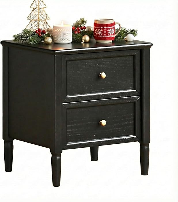 YESWOOD 100% Solid Wood Nightstand, Oak Night Stand with 2 Drawers, Farmhouse Nightstands, Mid-Ce... | Amazon (US)