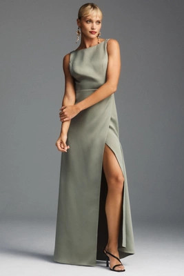 BHLDN Alice High-Neck Satin Maxi Dress | Anthropologie (US)