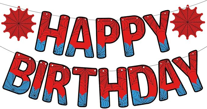 Spider Happy Birthday Decorations, Birthday Baby Banners, Kid-Friendly Party Supplies | Amazon (US)
