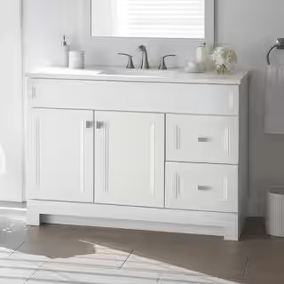 Sedgewood 48.5 in. W x 18.75 in. D x 34.375 in. H Single Sink Bath Vanity in White with Arctic So... | The Home Depot