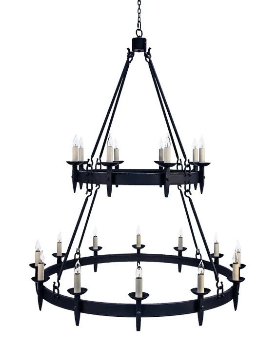 Wrought Iron Tuscan Finial Two Tier Chandelier, Handmade Lighting, Ceiling Light, Light Fixture, ... | Etsy (US)