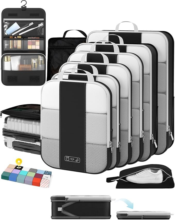10 Set Compression Packing Cubes for Travel Essentials,Compressible Expandable Packing Cubes for ... | Amazon (US)